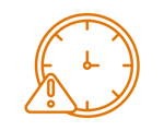 Icono de reloj con símbolo de alerta, indica riesgo de interrupciones por obsolescencia del ADSL. Icono de reloj con símbolo de alerta, indica riesgo de interrupciones por obsolescencia del ADSL.