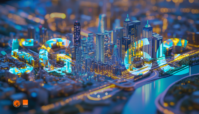 Ilustración de tecnologías emergentes habilitadas por 5G Advanced: realidad virtual, automatización industrial y arquitectura digital, clave para el futuro de la conectividad móvil. Blog Galicia Telecom | Orange empresas